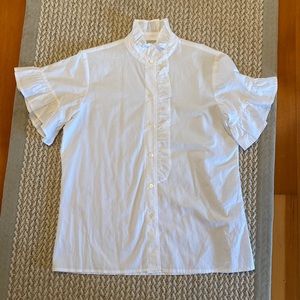 Vanessa top by Mille. White high neck ruffle blouse by Mille, size M